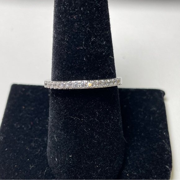 Elegant Silver Tone Cubic Zirconia Band Size 8.75 - Picture 1 of 5